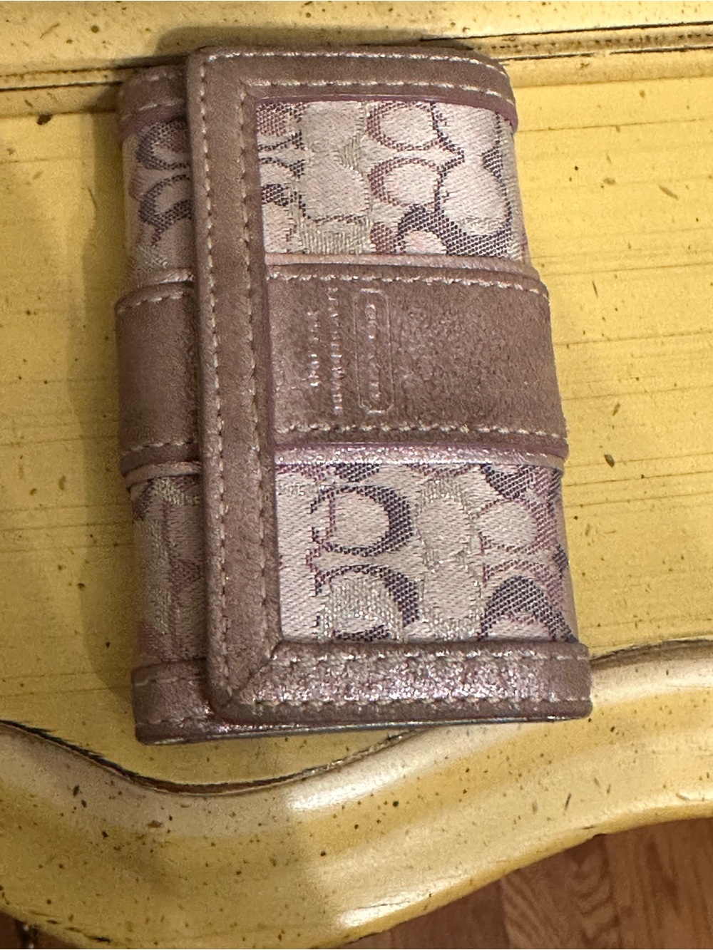 Coach Signature Canvas and Leather Key/Card Holder in lavender